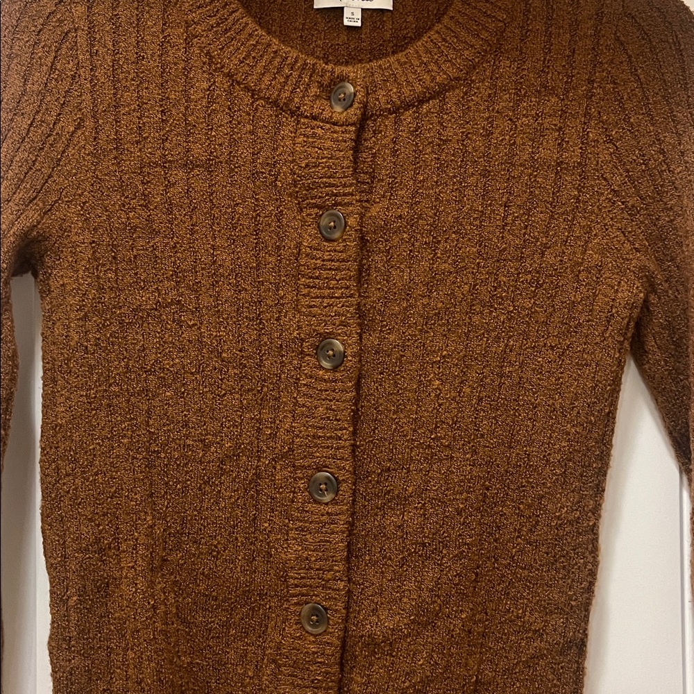 Madewell Marino Wool  Rich Brown Cardigan Sweater